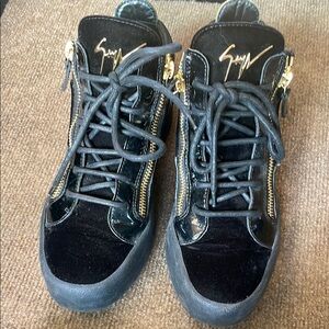 Giuseppe Zanotti Black Sneakers with Gold Zippers